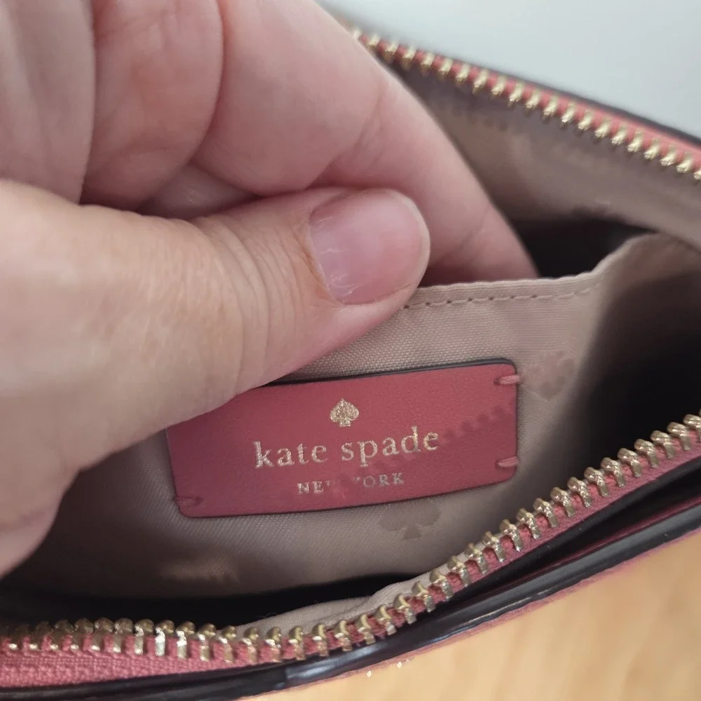Kate Spade New York Pink Pebbled Leather Crossbody Bag Purse Zip Shoulder